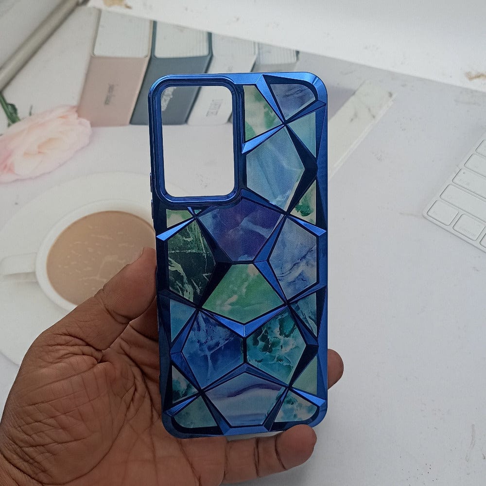 3D Diamond Design Marble Stone Phone Cover for Vivo T3 Lite 5G Back Case Blue Onezeros.in