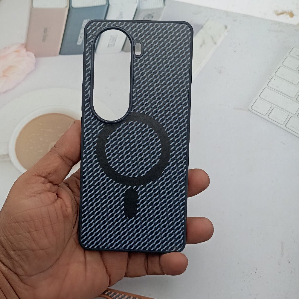 Carbon Fiber Megsafe Design Phone Case for Vivo V40e Back Cover Black Onezeros.in