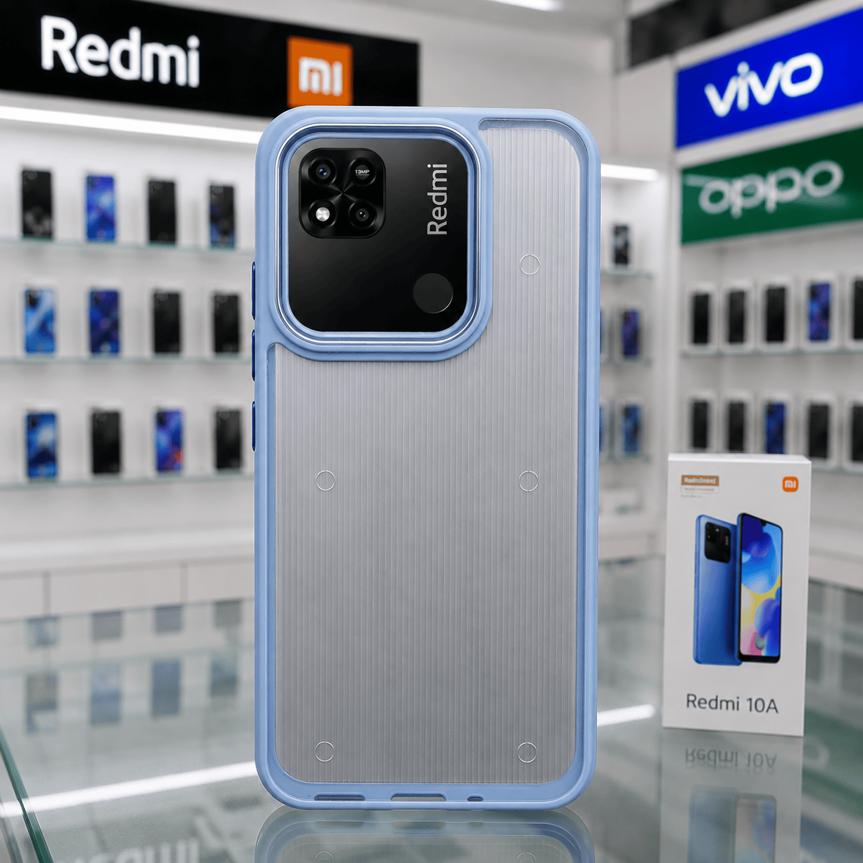 Electroplating Camera Frame Cell Phone Case for Redmi 10A Back Cover Cyan Onezeros.in