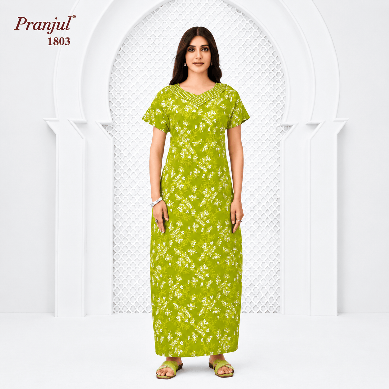 Pranjul Golden Passionfruit Color Cotton Nighty XL Onezeros.in