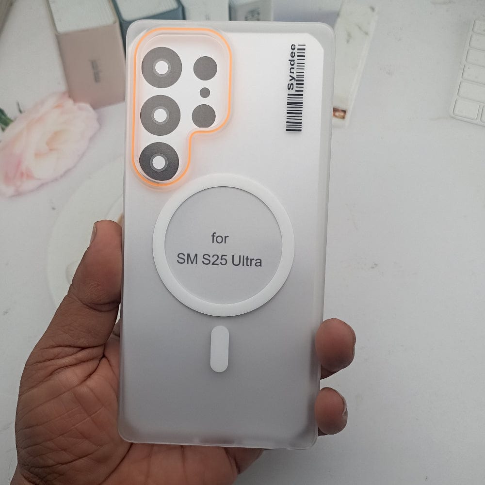 SYNDEE Barcode Theme Phone Case for Samsung S25 Ultra Back Cover White Onezeros.in