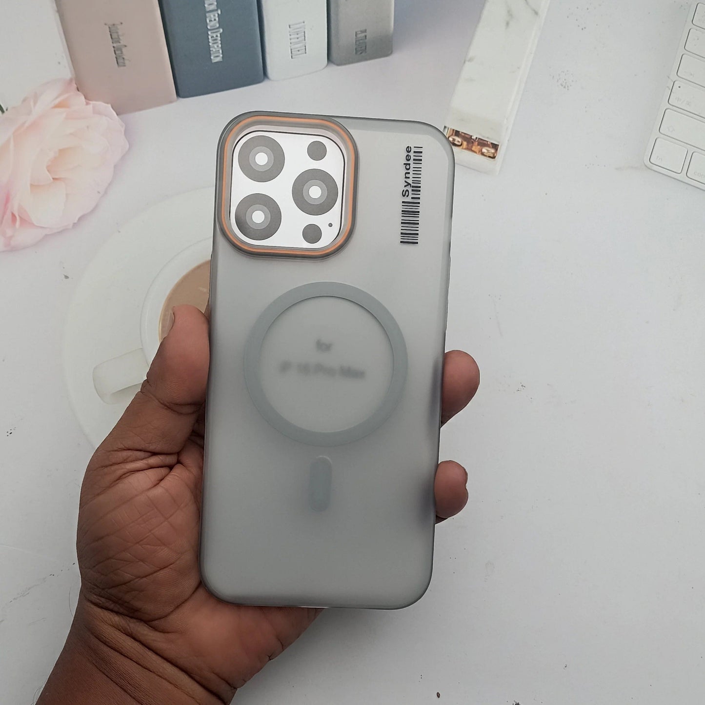 SYNDEE Mate Magsafe Barcode Phone Case for iPhone 16 Pro Max Back Cover Gray Onezeros.in