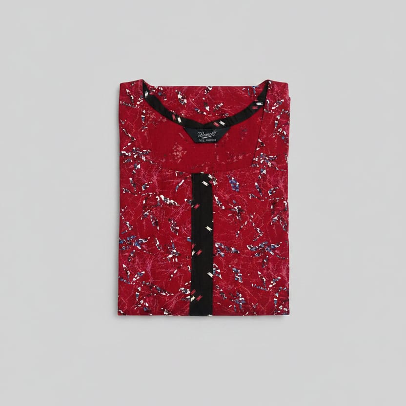 Wine Red with Spray Pattern Nighty Onezeros.in