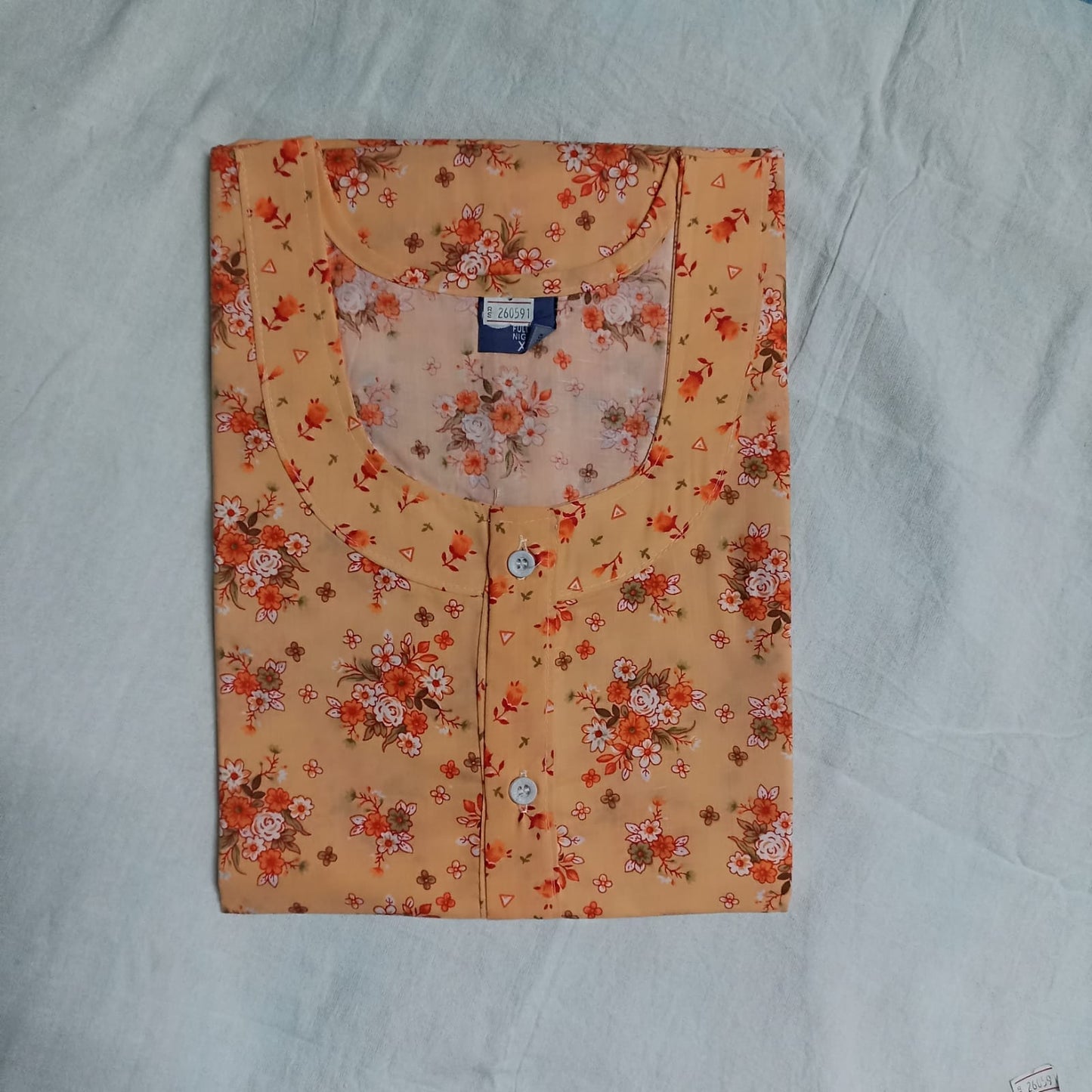 Yoga Orange floral pattern Front Full Open Nighty Onezeros.in