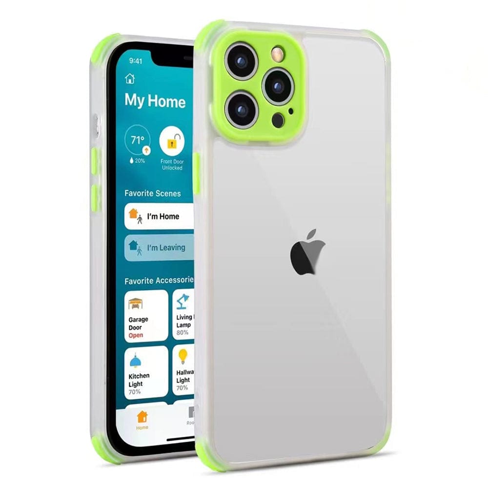 Colorful Camera Lens Protect Transparent Phone Case for iPhone 13 Pro Green Onezeros.in