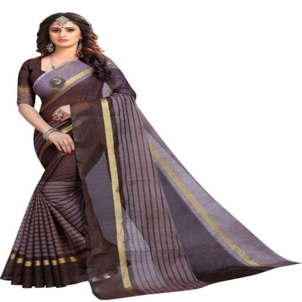 Cotton Printed Fesitve Wear Saree With Blouse Onezeros.in