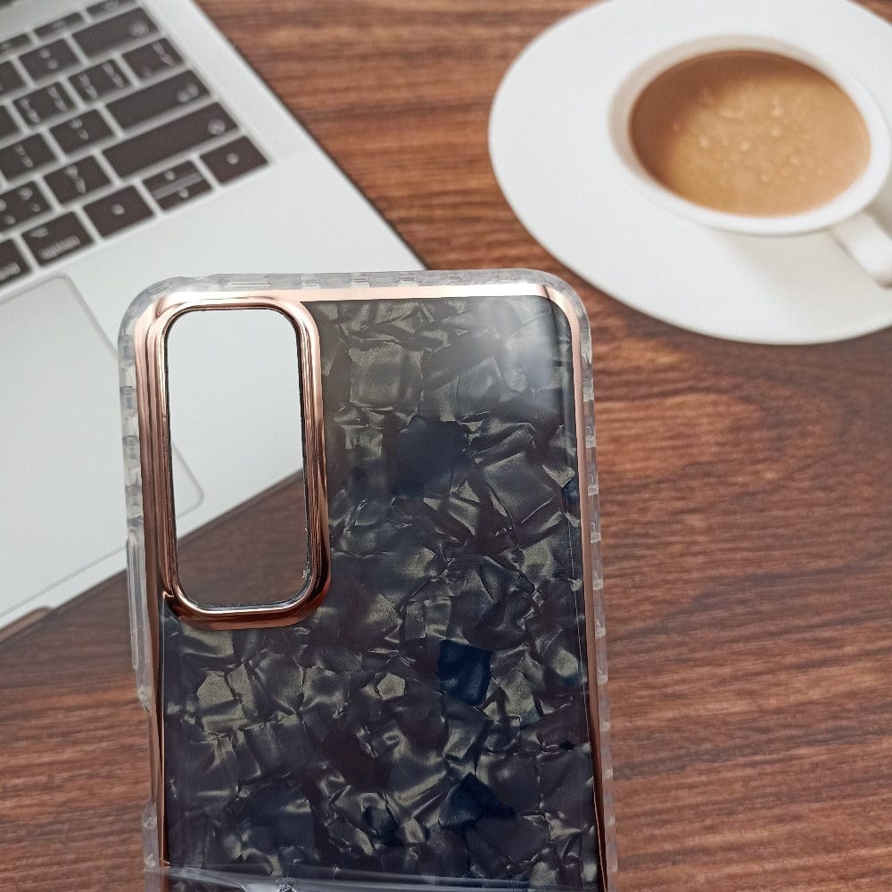 Marble Pattern Back Cover For Vivo Y31/Y51 Phone Case With Pop Up Holder Black Onezeros.in