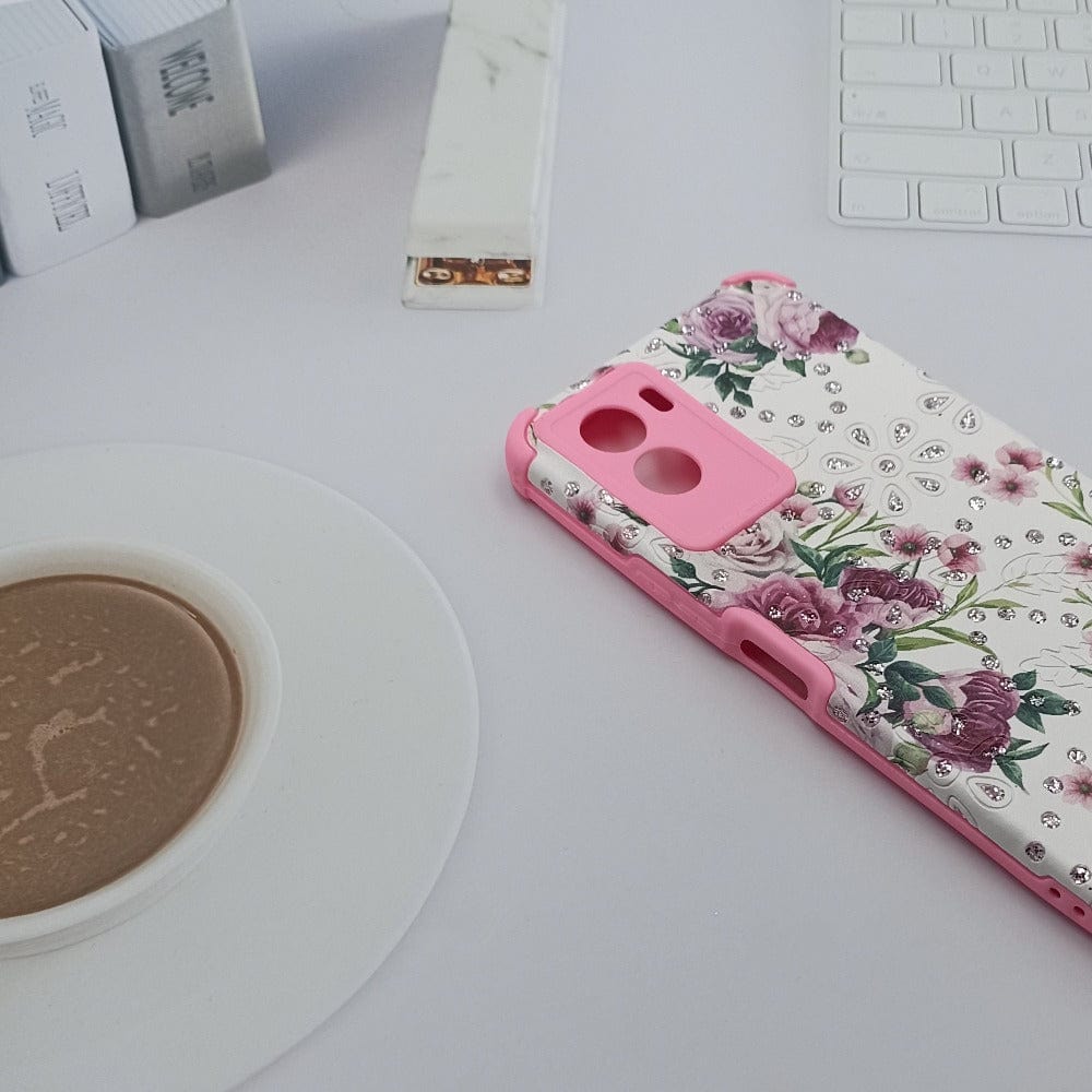 Pink Border Stone Case Mobile Cover for Vivo Y15s/Y01 Onezeros.in