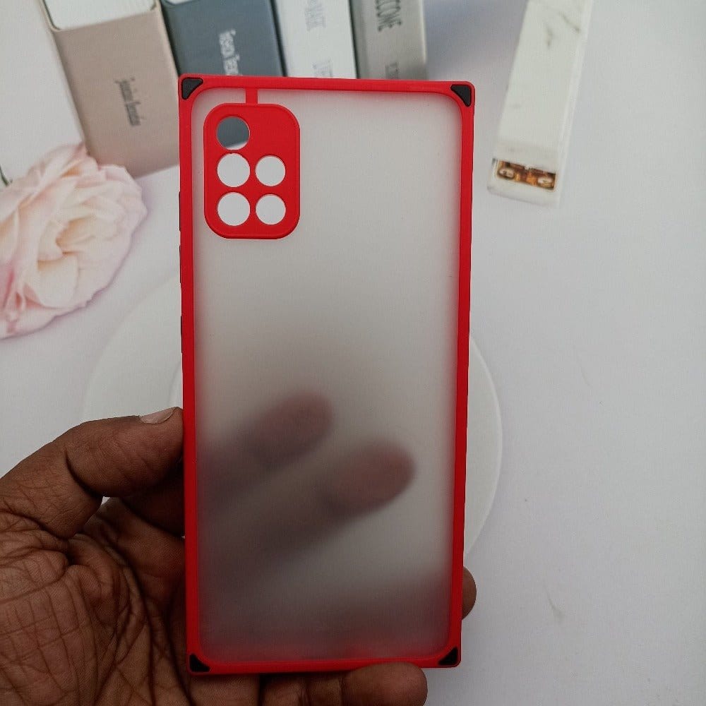 Square Smoke Case for Samsung Galaxy A51 Mobile Back Cover Red Onezeros.in