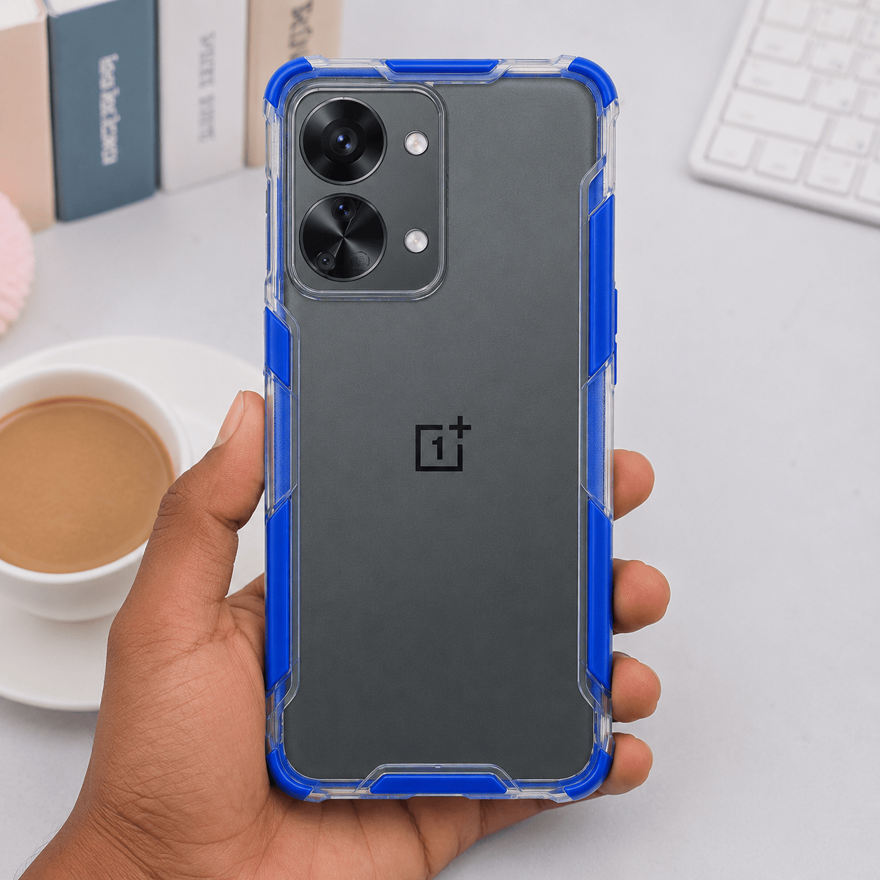2 in1 Acrylic Transparent Back Cover For Oneplus Nord 2T Blue Onezeros.in