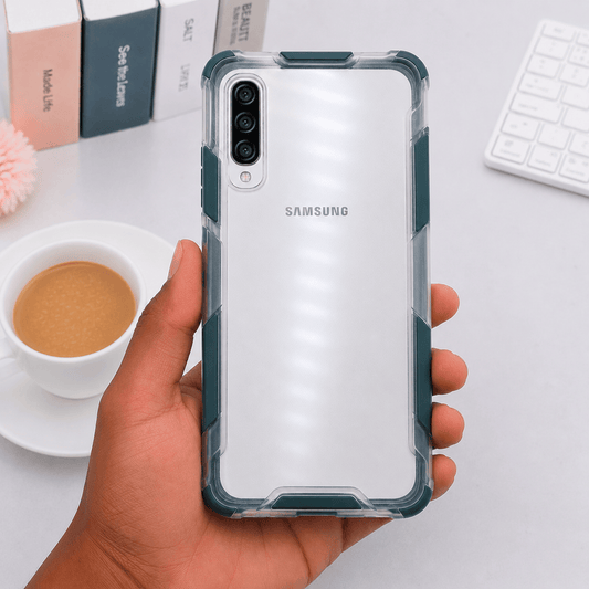 2 in1 Acrylic Transparent Back Cover For Samsung Galaxy A50 Dark Green Onezeros.in