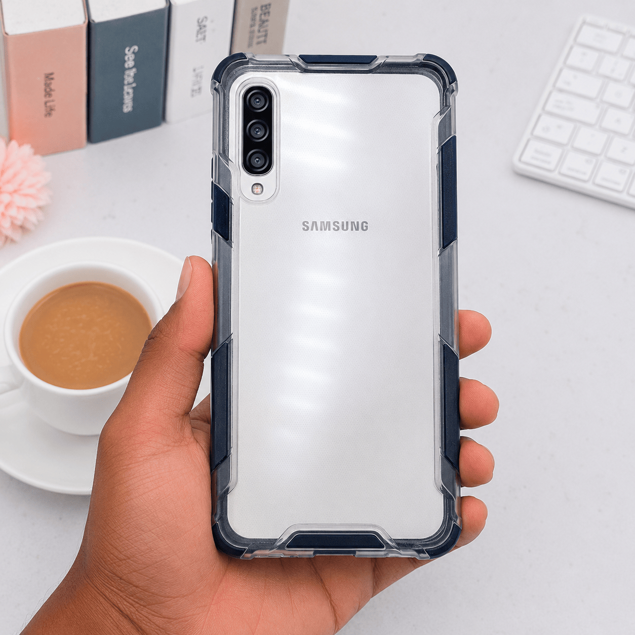 2 in1 Acrylic Transparent Back Cover For Samsung Galaxy A50 Black Onezeros.in