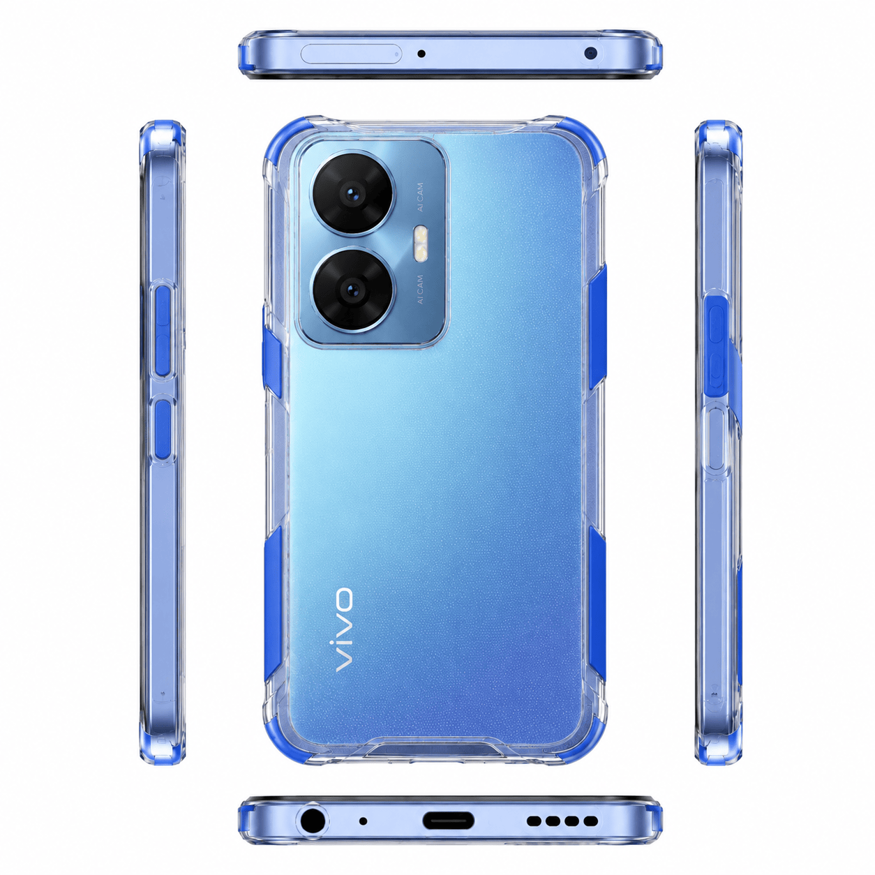 2 in1 Acrylic Transparent Back Cover For Vivo T1 44w Onezeros.in