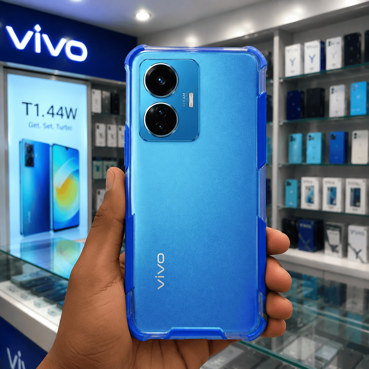 2 in1 Acrylic Transparent Back Cover For Vivo T1 44w Onezeros.in
