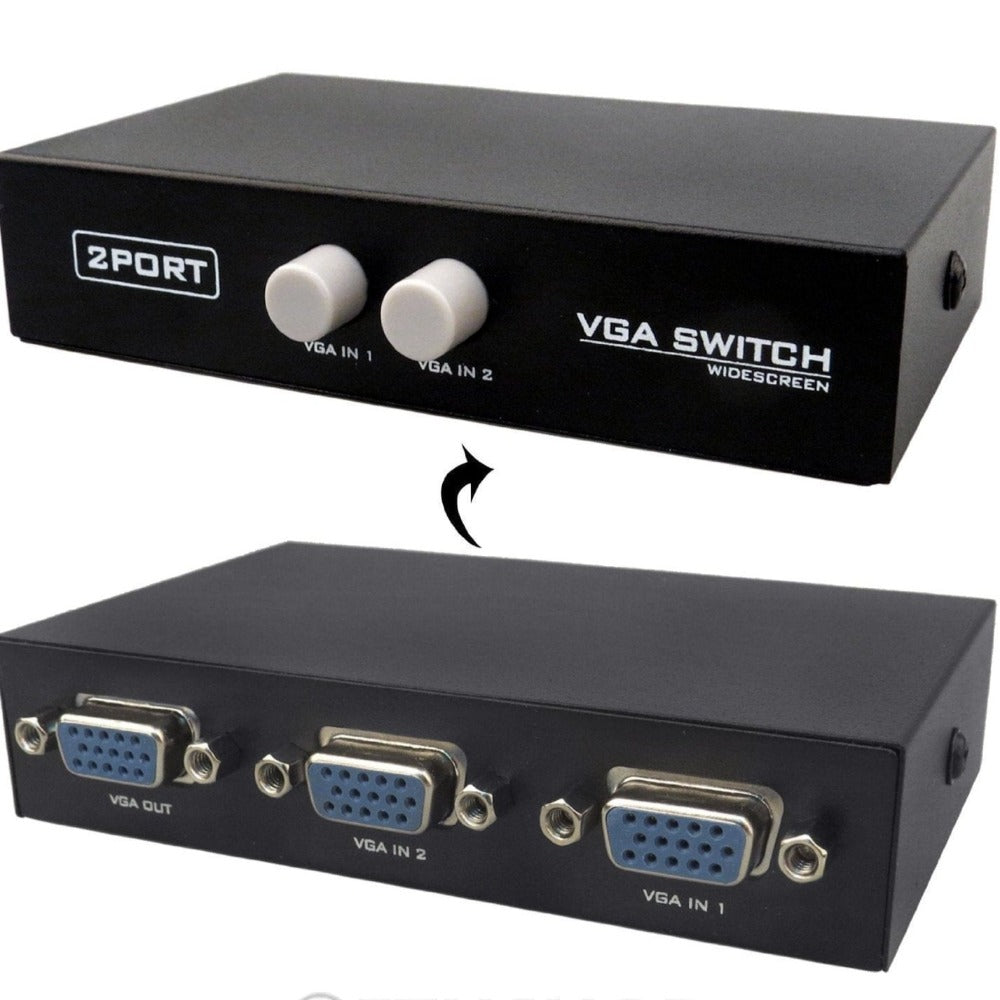 2 Port Manual VGA Splitter for 2 Computers Single Monitor Electronics Accessories