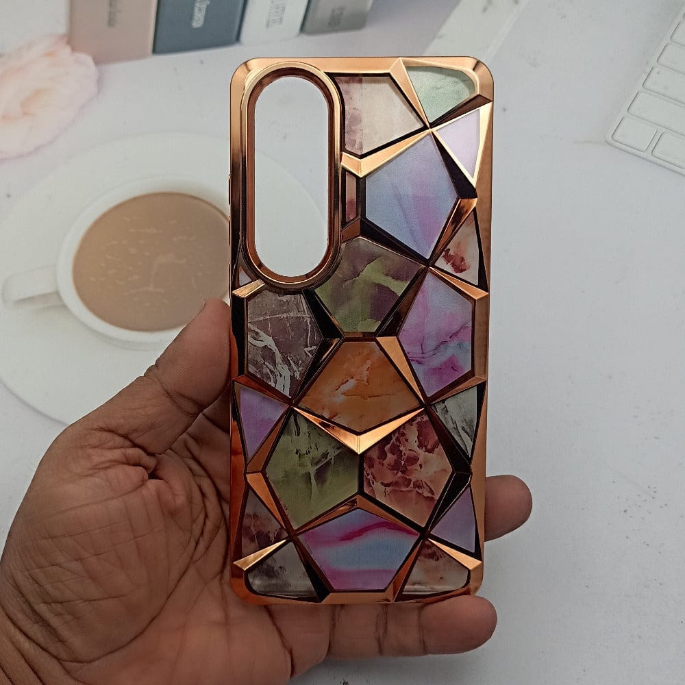 3D Diamond Design Marble Stone Phone Cover for OnePlus Nord CE 4 5G Back Case Gold Onezeros.in