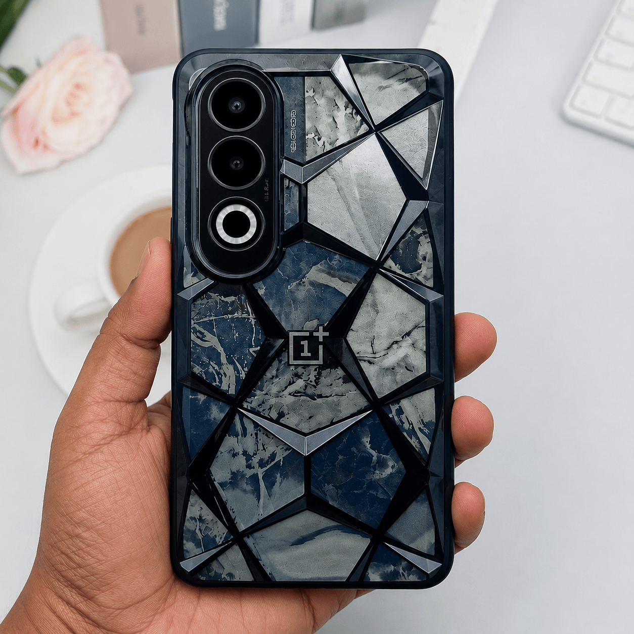 3D Diamond Design Marble Stone Phone Cover for OnePlus Nord CE 4 5G Back Case Onezeros.in