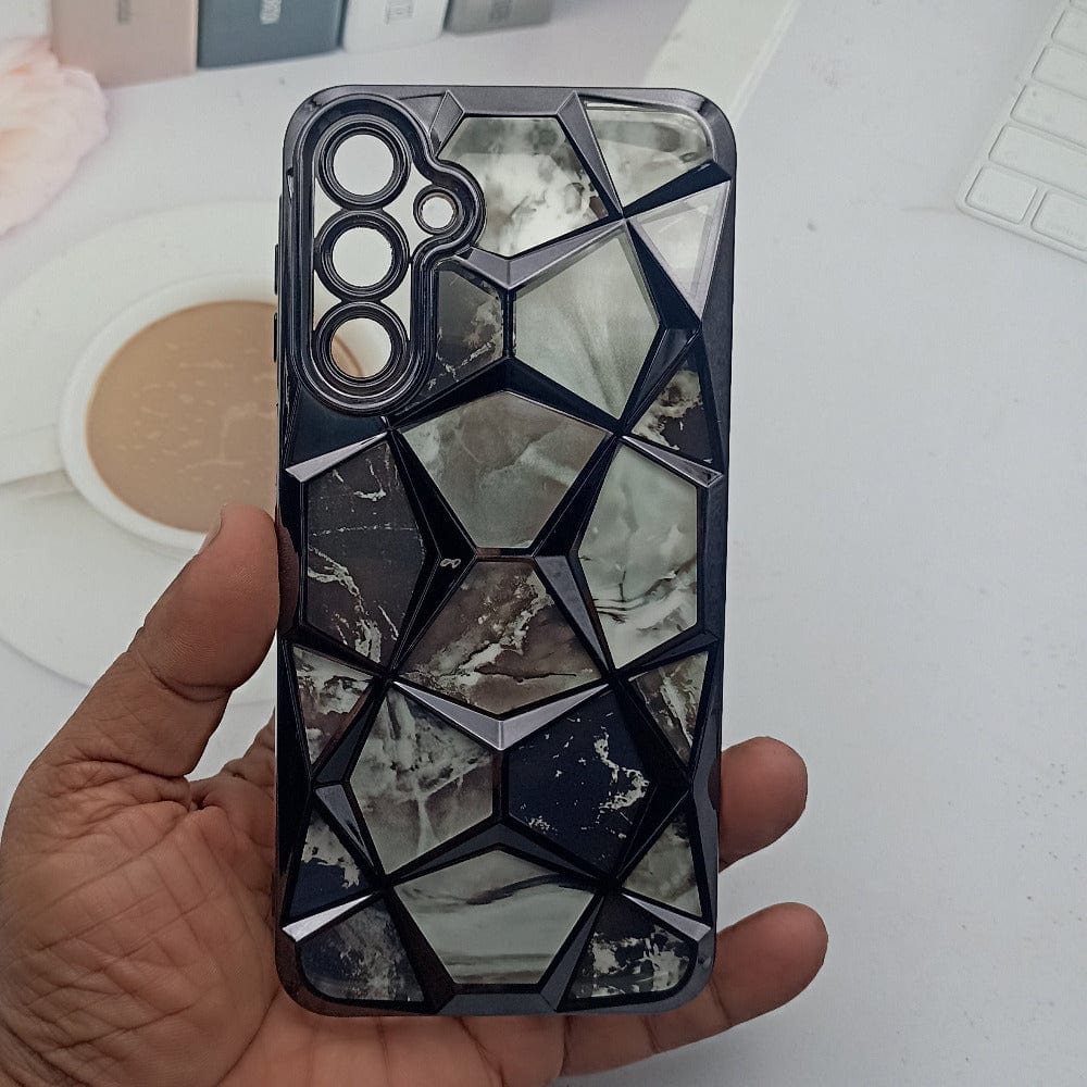 3D Diamond Design Marble Stone Phone Cover for Samsung A16 Back Case Black Onezeros.in