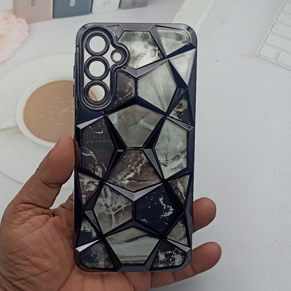 3D Diamond Design Marble Stone Phone Cover for Samsung A16 Back Case Black Onezeros.in
