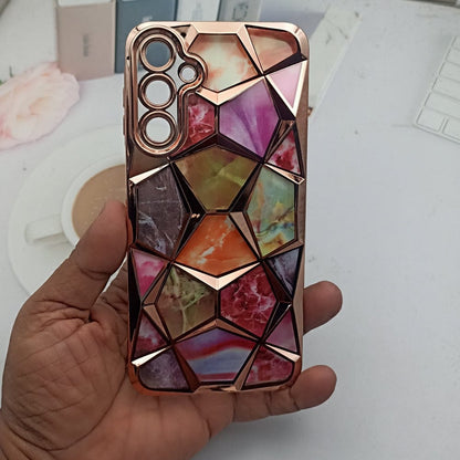 3D Diamond Design Marble Stone Phone Cover for Samsung A16 Back Case Pink Onezeros.in