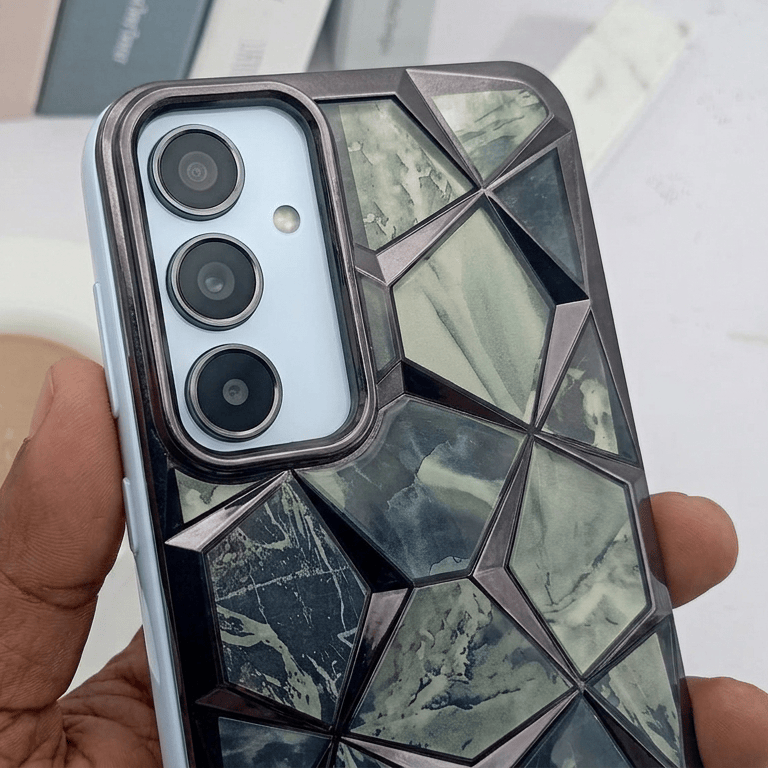 3D Diamond Design Marble Stone Phone Cover for Samsung A55 Back Case Onezeros.in