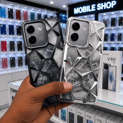 3D Diamond Design Marble Stone Phone Cover for Vivo V30/V30 Pro Back Case Blue Onezeros.in
