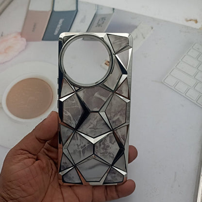 3D Diamond Design Marble Stone Phone Cover for Vivo V30E Back Case Silver Onezeros.in