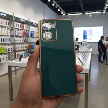6D Golden Edge Chrome Back Cover For OPPO A77 Phone Case Dark Green Onezeros.in