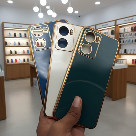6D Golden Edge Chrome Back Cover For OPPO A77 Phone Case Onezeros.in