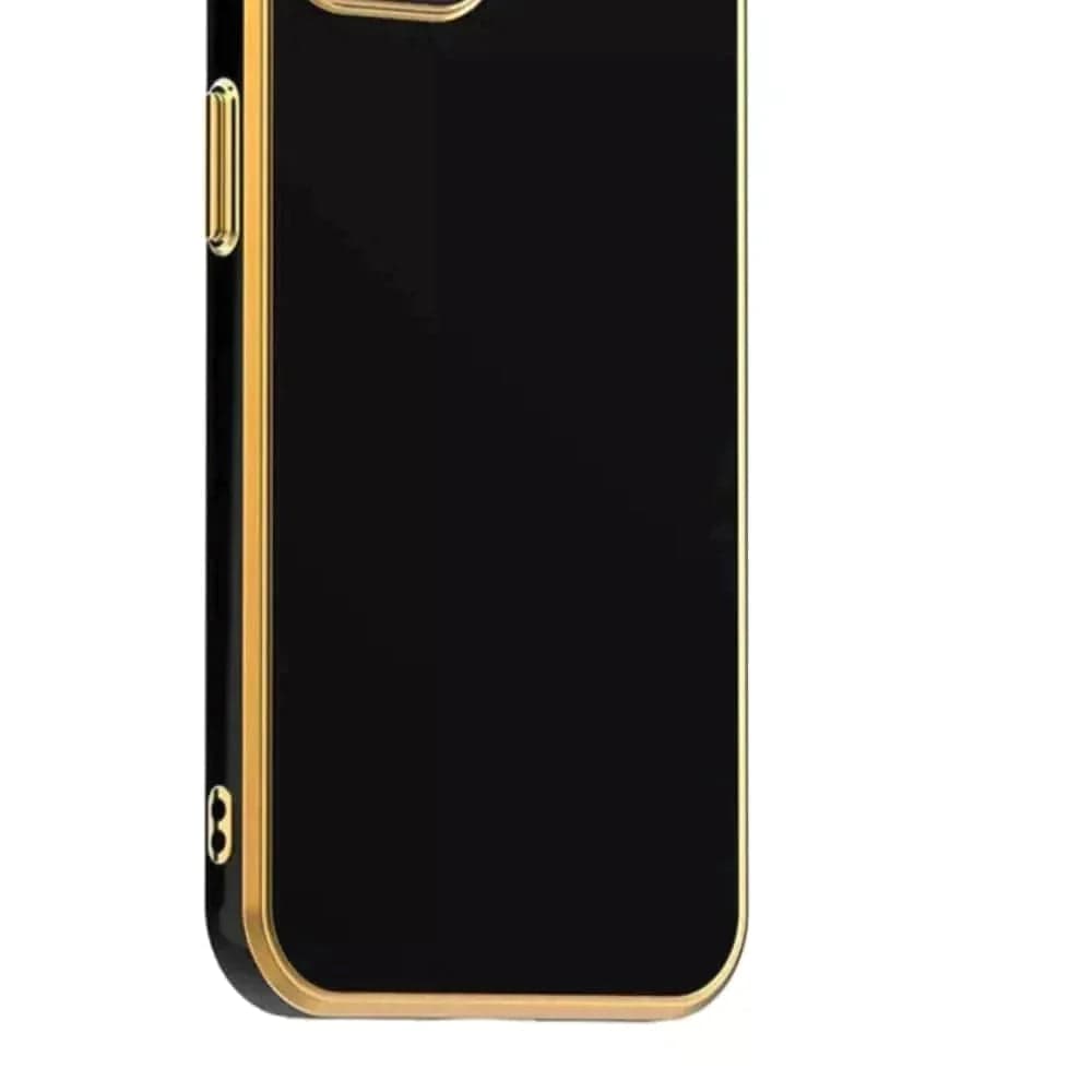 6D Golden Edge Chrome Back Cover For POCO C55 Phone Case Mobile Phone Accessories