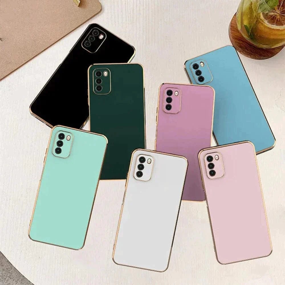 6D Golden Edge Chrome Back Cover For POCO M4 Pro 5G Phone Case Mobile Phone Accessories