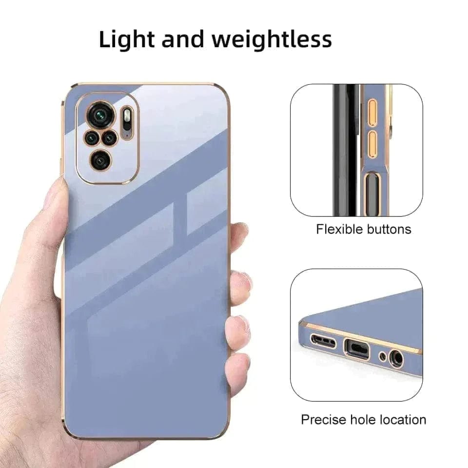 6D Golden Edge Chrome Back Cover For POCO M4 Pro Phone Case Mobile Phone Accessories