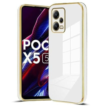 6D Golden Edge Chrome Back Cover For POCO X5 5G Phone Case Mobile Phone Accessories
