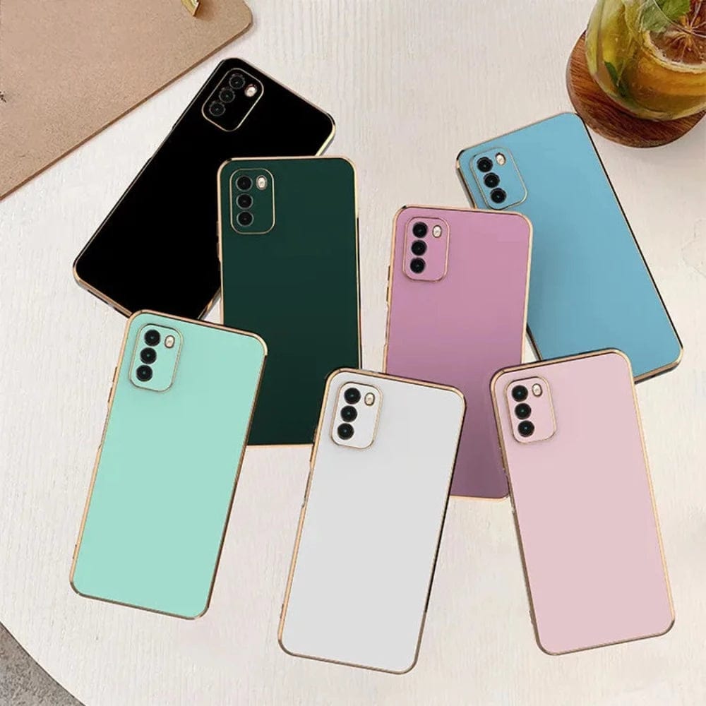 6D Golden Edge Chrome Back Cover For POCO X5 5G Phone Case Mobile Phone Accessories