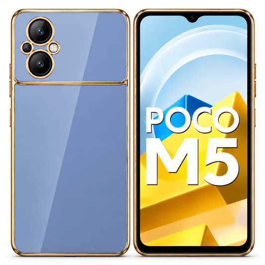 6D Golden Edge Chrome Back Cover For Redmi 11 Prime 4G Phone Case Sky Blue Onezeros.in