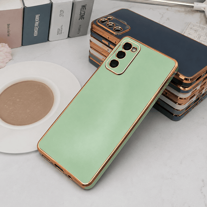 6D Golden Edge Chrome Back Cover For Samsung S20 FE 5G Phone Case Onezeros.in