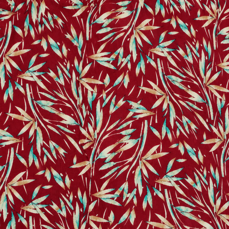 Pranjul 1813 Maroon Leaf-Print Nighty for Women