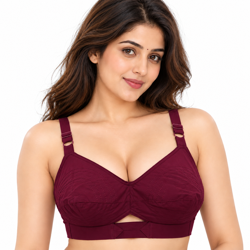 KNOX cotton bra with round stitching front view