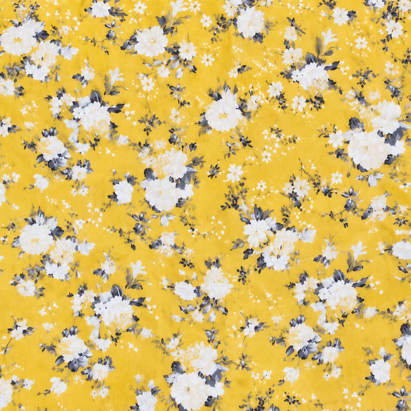 Yellow Floral Printed Stretchable Maxi Nighty – Free Size