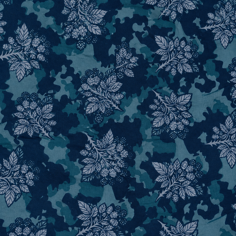 Women’s Navy Blue Floral Printed Stretchable Nighty with One Side Pocket