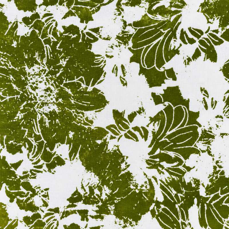 Mathan olive green and white floral printed cotton nighty for women with front zip and one side pocket