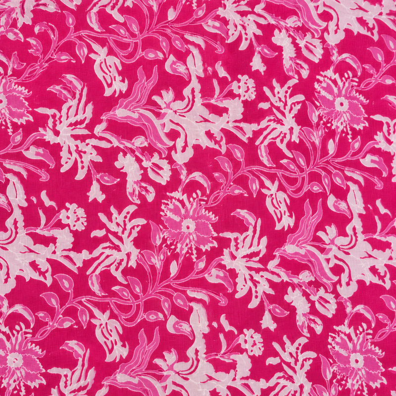 Pink Floral Printed Cotton Nighty-pattern