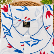 Yoga women's cotton printed nighty in red and blue, featuring a floral pattern and comfortable nightwear design.