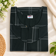 Veni’s dark green cotton nighty worn for comfortable homewear