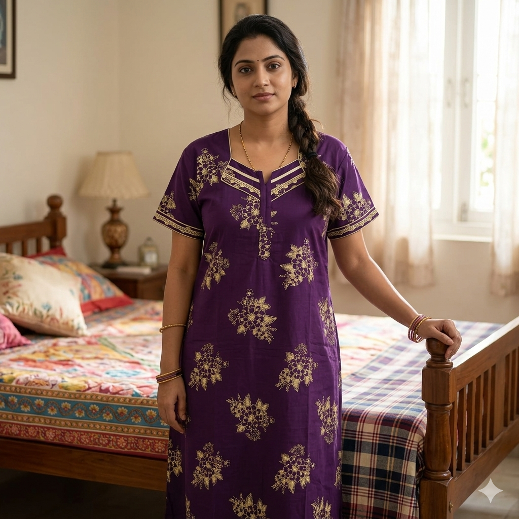 Purple background yellow floral pattern Nighty