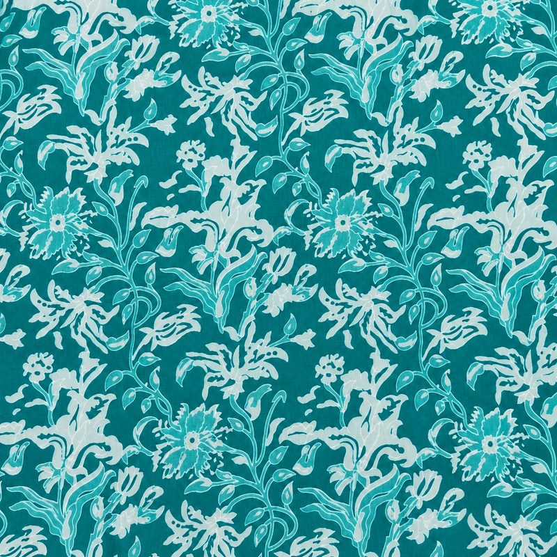 Pranjul 1804 Teal Floral Printed Cotton Nighty for Women