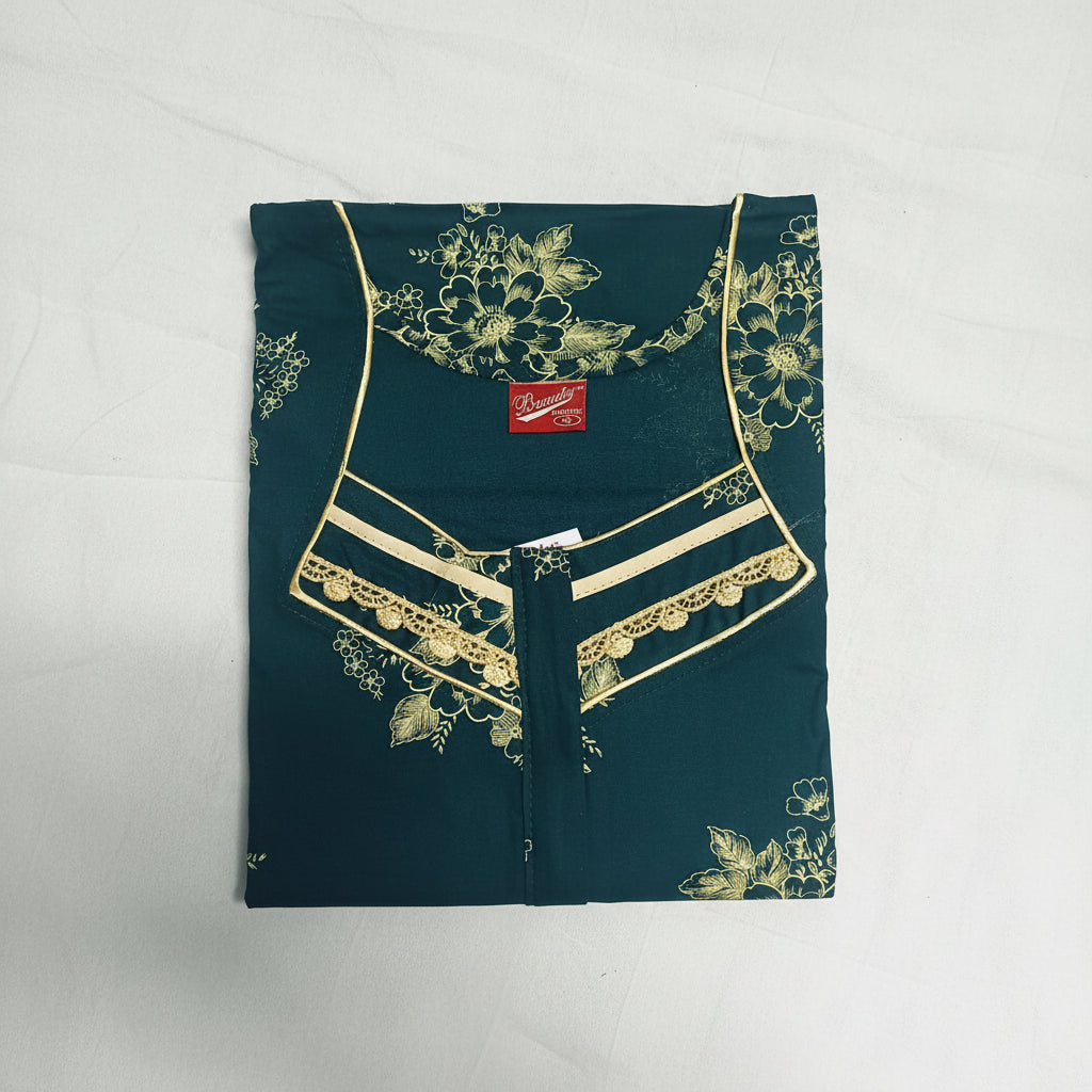 Green background yellow floral pattern Nighty