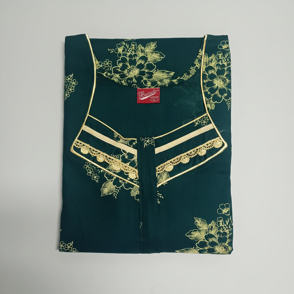 Green background yellow floral pattern Nighty
