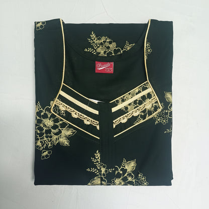 Dark Green background yellow floral pattern Nighty