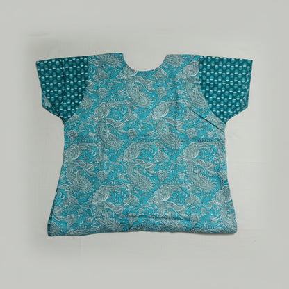 Teal Color Floral Pattern Nighty